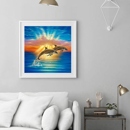 Jumping Dolphin - Full Round Drill Diamond Painting 30*30CM