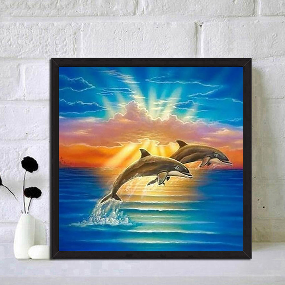 Jumping Dolphin - Full Round Drill Diamond Painting 30*30CM
