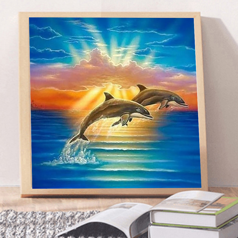 Jumping Dolphin - Full Round Drill Diamond Painting 30*30CM