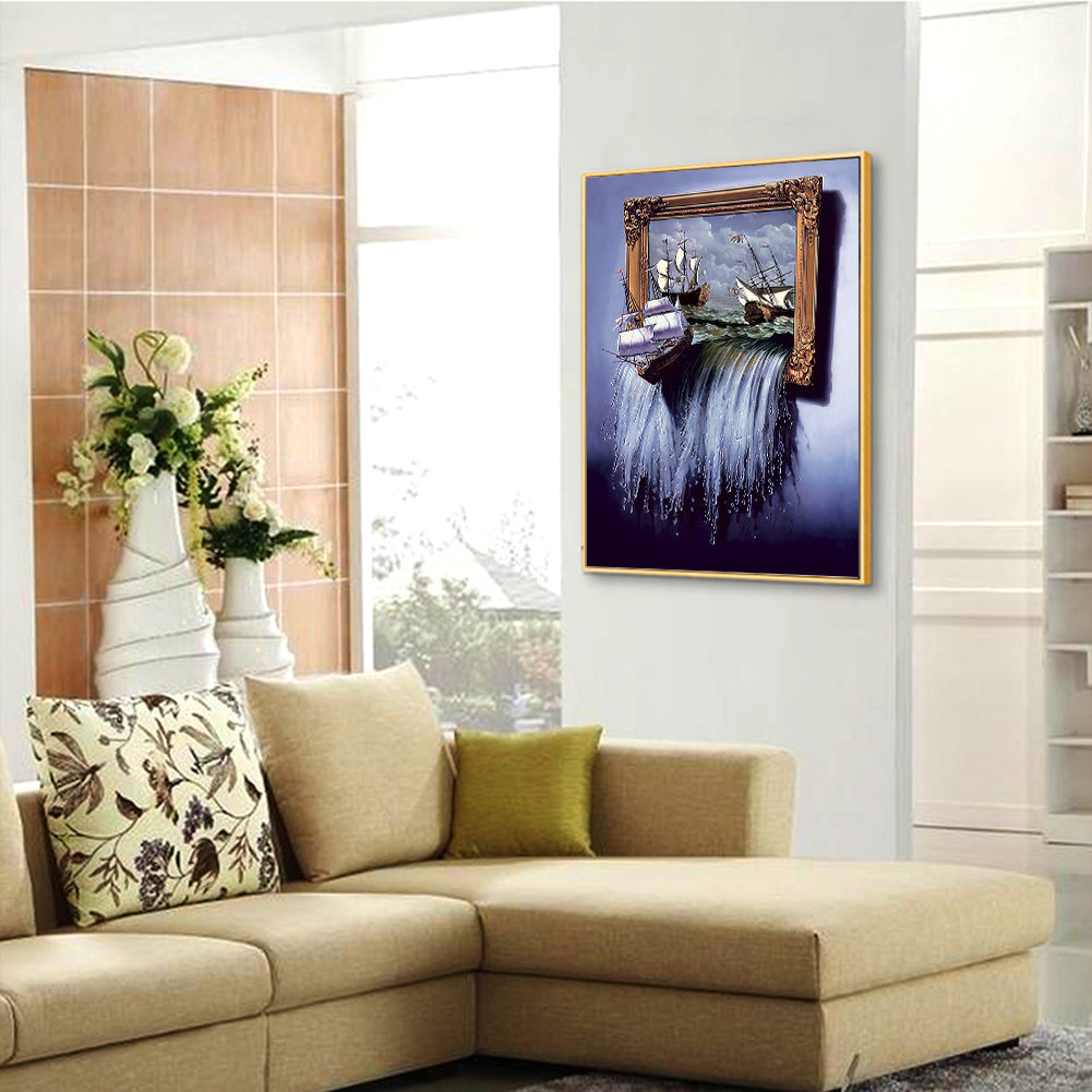 Sailing Waterfall - Full Round Drill Diamond Painting 30*40CM