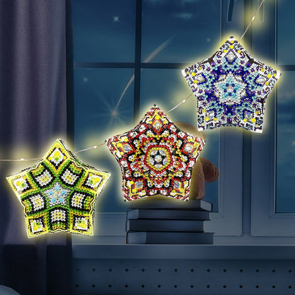 3x DIY Diamond Painting Star LED Hanging Fairy Lights Christmas Party Decor
