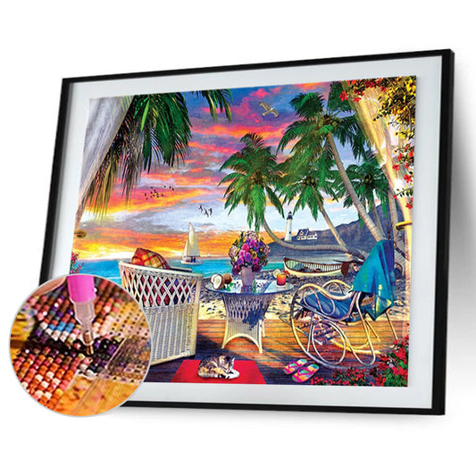 Seaside Scenery - Full Round Drill Diamond Painting 40*30CM