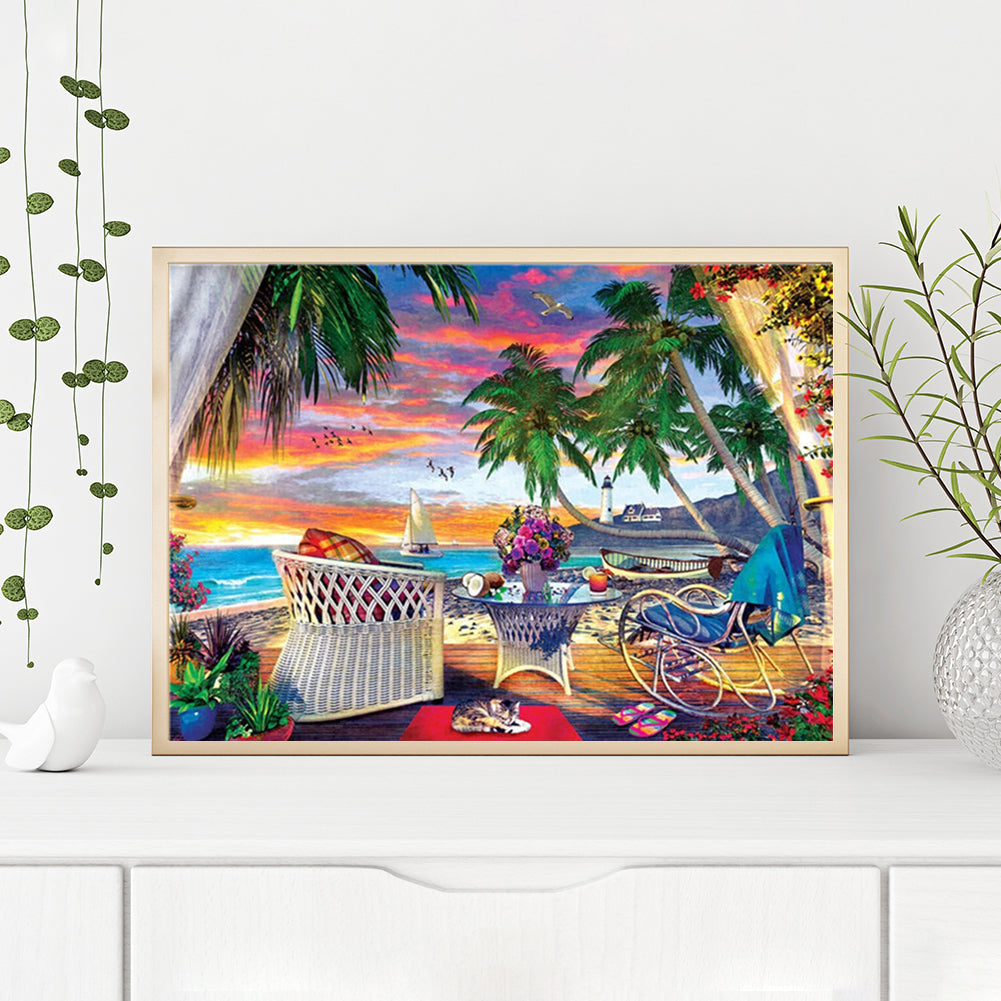 Seaside Scenery - Full Round Drill Diamond Painting 40*30CM