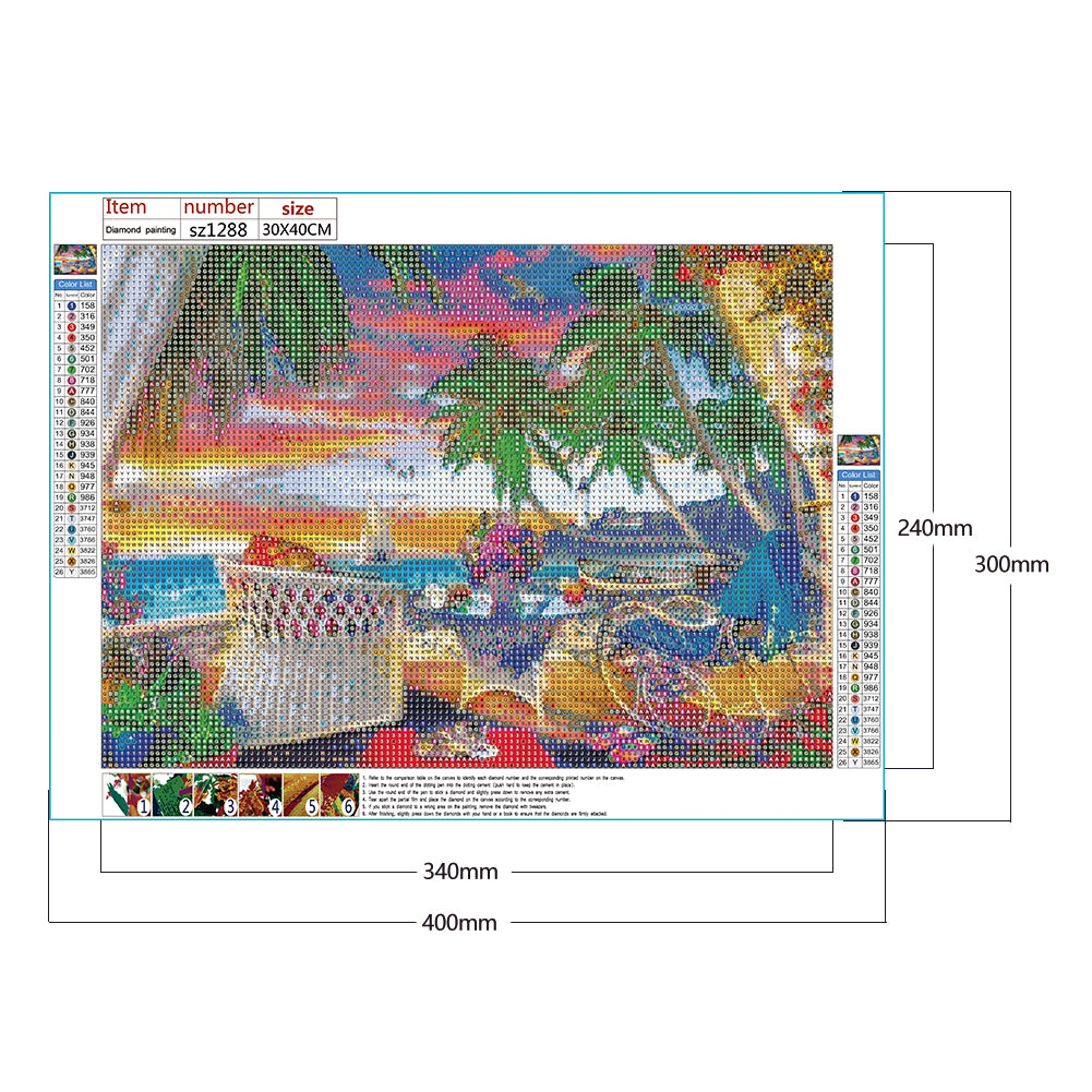 Seaside Scenery - Full Round Drill Diamond Painting 40*30CM