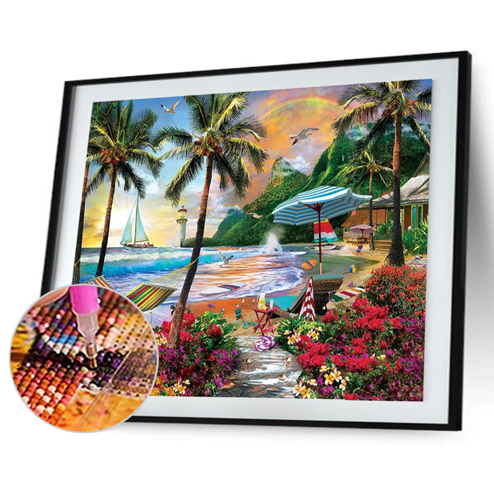 Seaside Scenery - Full Round Drill Diamond Painting 40*30CM