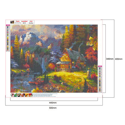 Cabin Landscape - Full Round Drill Diamond Painting 50*40CM