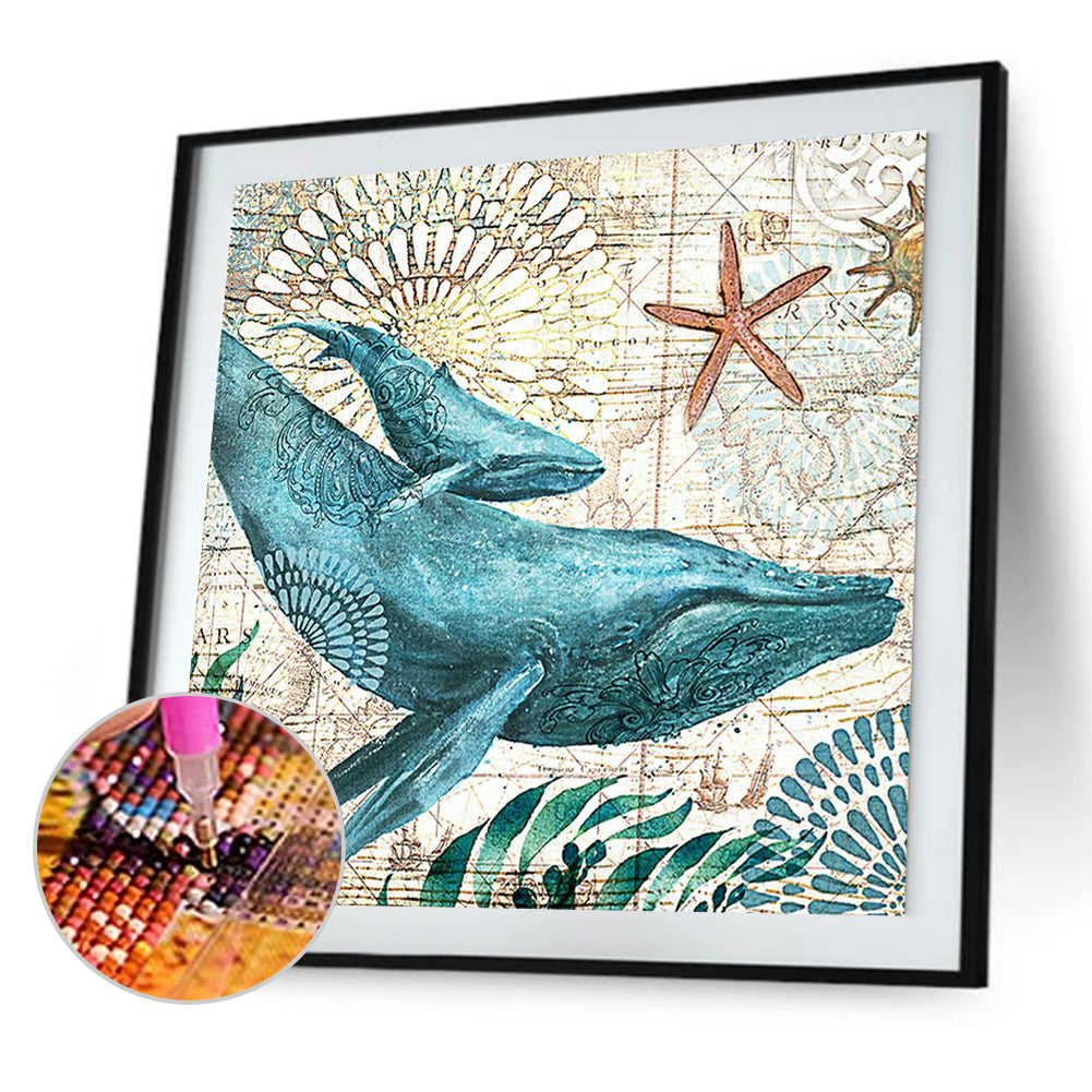 Whale - Full Round Drill Diamond Painting 30*30CM