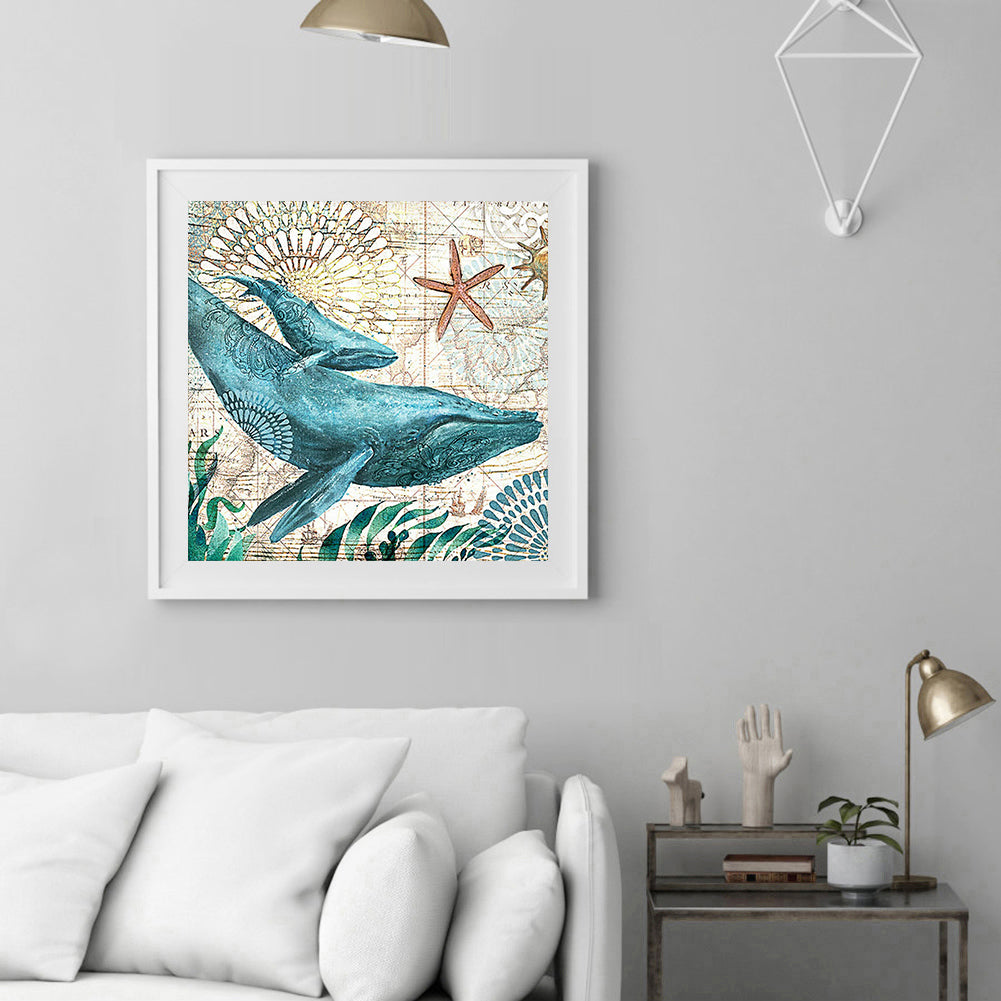 Whale - Full Round Drill Diamond Painting 30*30CM
