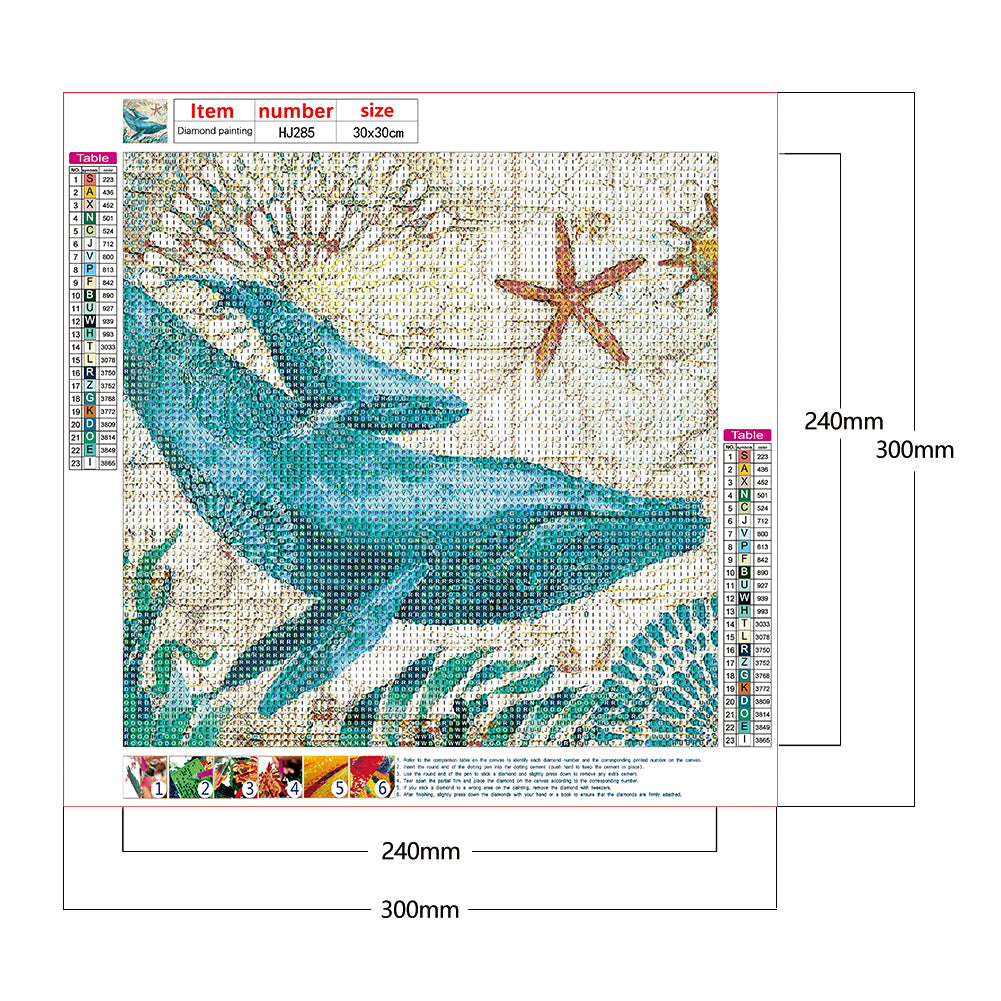 Whale - Full Round Drill Diamond Painting 30*30CM
