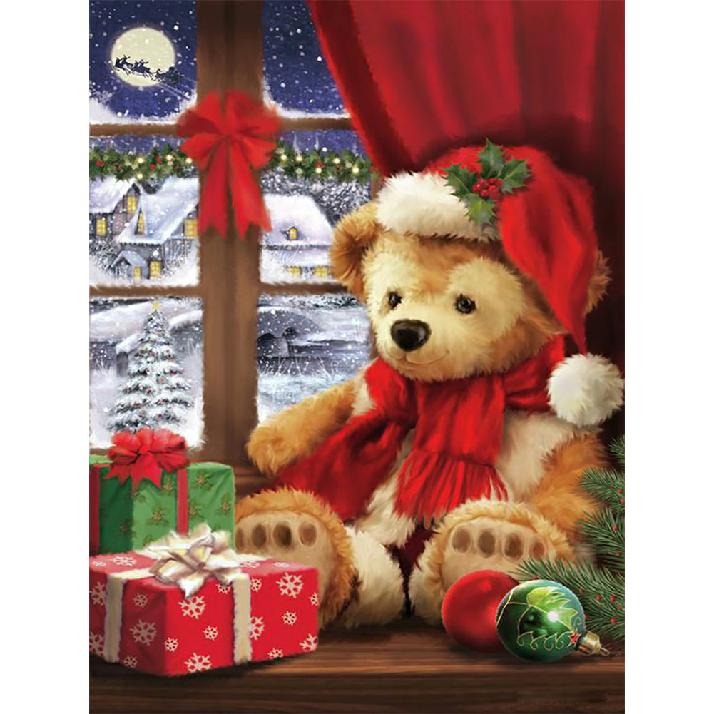 Snowman Bear - Full Round Drill Diamond Painting 30*40CM