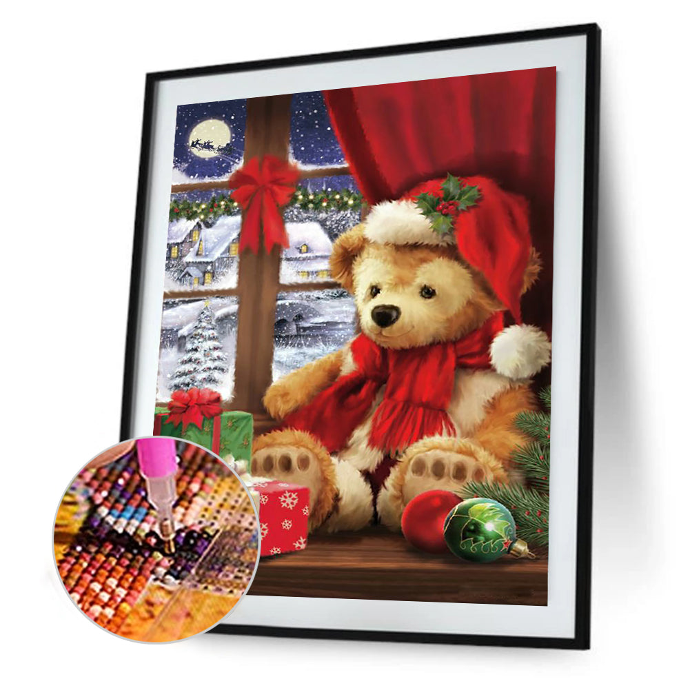 Snowman Bear - Full Round Drill Diamond Painting 30*40CM