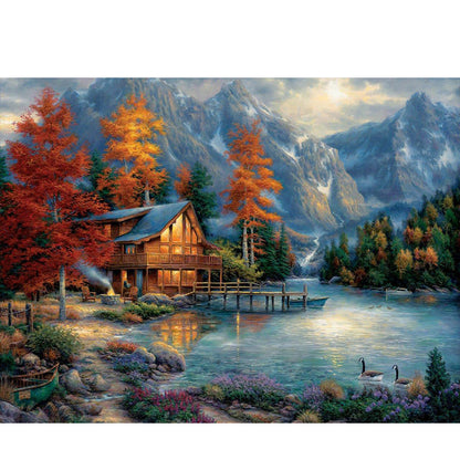 Mountain River - Full Round Drill Diamond Painting 50*40CM