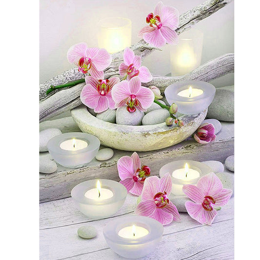 Phalaenopsis Candle - Full Round Drill Diamond Painting 30*40CM