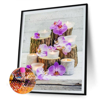 Phalaenopsis Candle - Full Round Drill Diamond Painting 30*40CM