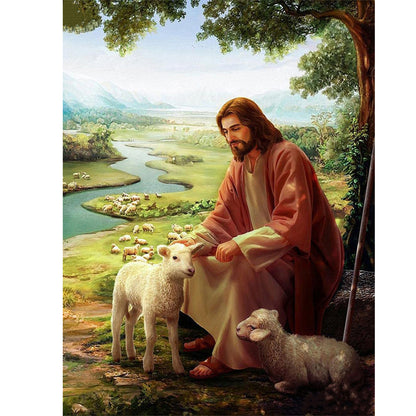 Jesus Alpaca - Full Round Drill Diamond Painting 30*40CM