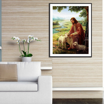 Jesus Alpaca - Full Round Drill Diamond Painting 30*40CM