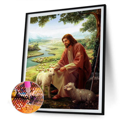 Jesus Alpaca - Full Round Drill Diamond Painting 30*40CM