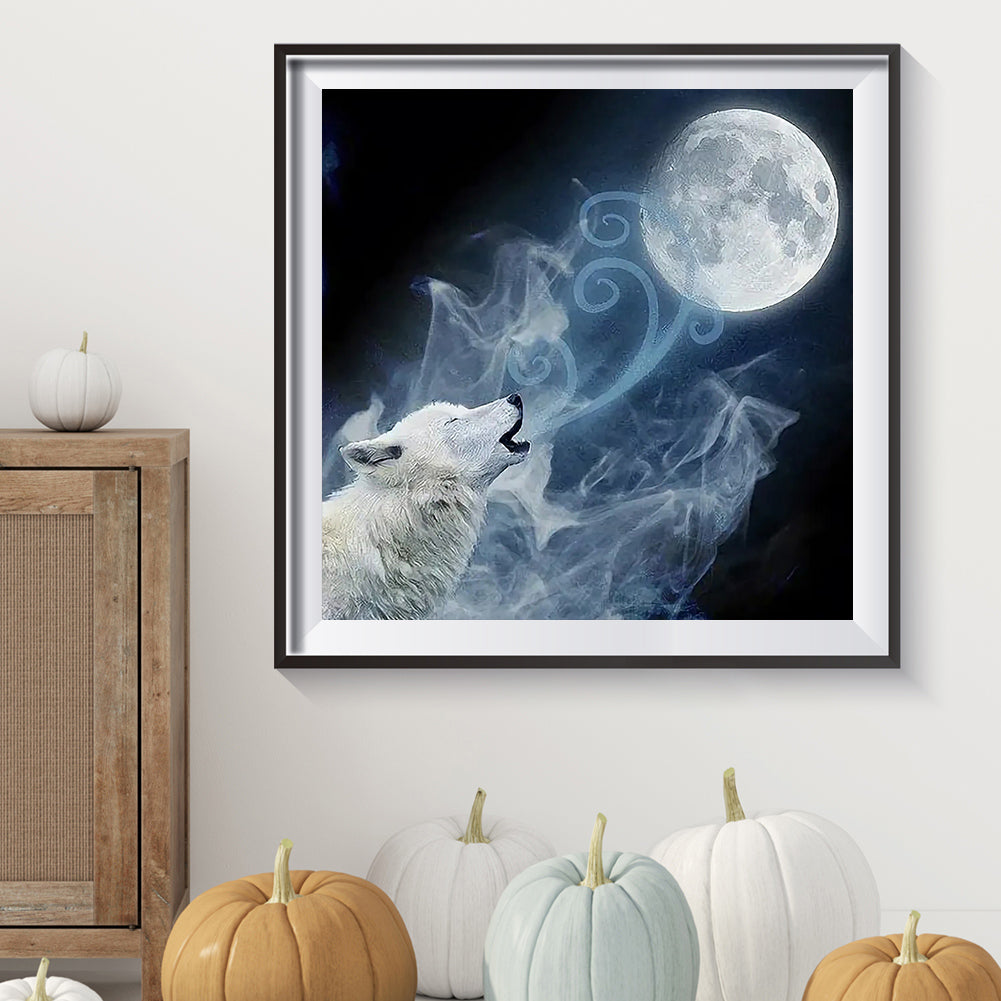 Moon Wolf - Full Round Drill Diamond Painting 30*30CM