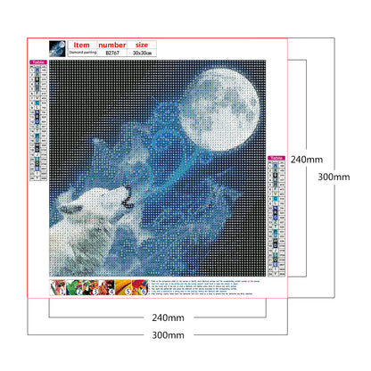 Moon Wolf - Full Round Drill Diamond Painting 30*30CM