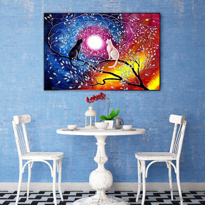 Cats Moon - Full Round Drill Diamond Painting 40*30CM