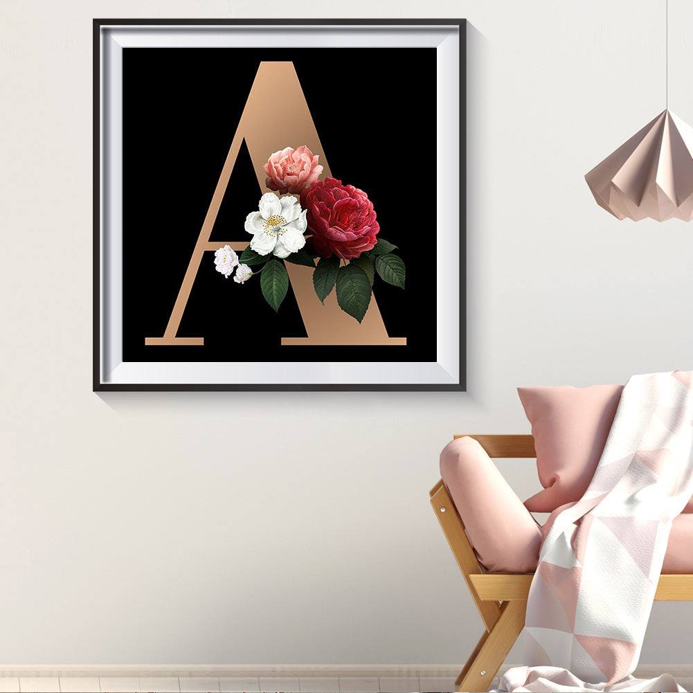 Flower Letter - Full Round Drill Diamond Painting 30*30CM