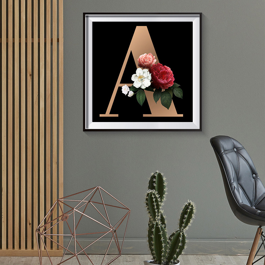 Flower Letter - Full Round Drill Diamond Painting 30*30CM