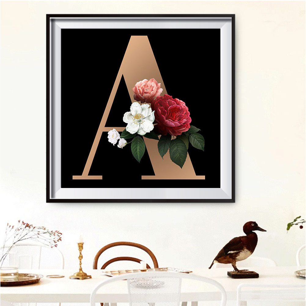 Flower Letter - Full Round Drill Diamond Painting 30*30CM