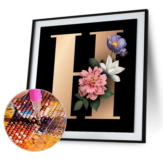 Flower Letter - Full Round Drill Diamond Painting 30*30CM