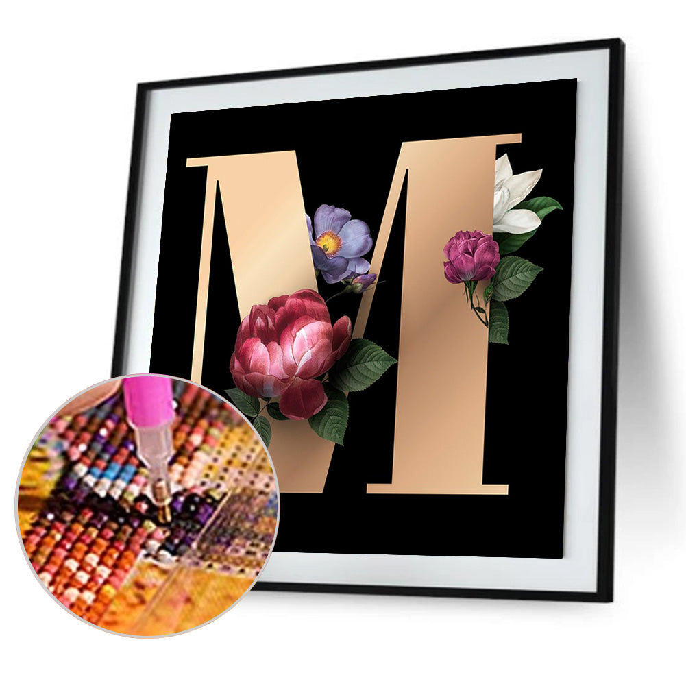 Flower Letter - Full Round Drill Diamond Painting 30*30CM