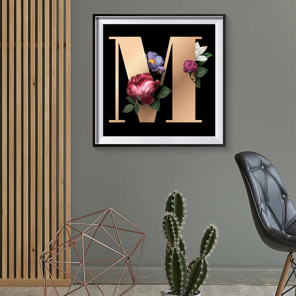 Flower Letter - Full Round Drill Diamond Painting 30*30CM