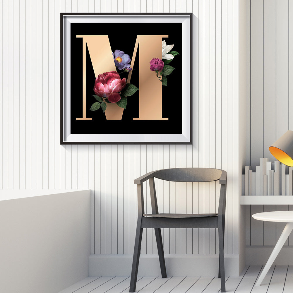Flower Letter - Full Round Drill Diamond Painting 30*30CM
