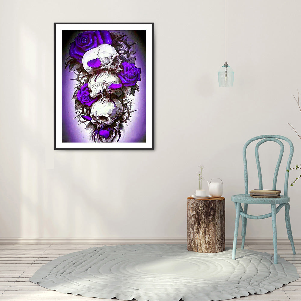 Rose Skull - Full Round Drill Diamond Painting 30*40CM