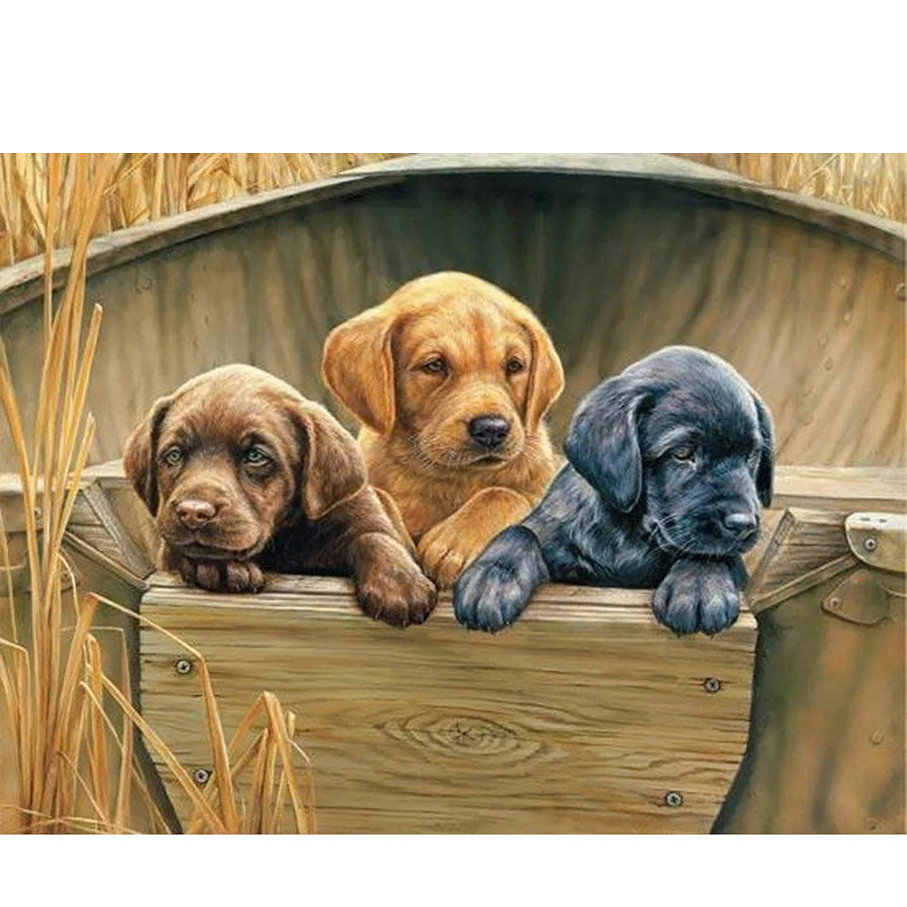 Three Dogs - Full Round Drill Diamond Painting 40*30CM