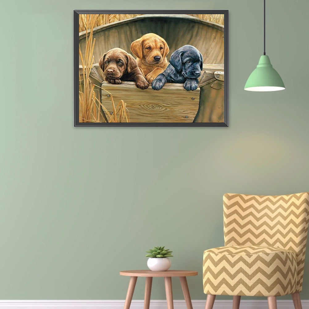 Three Dogs - Full Round Drill Diamond Painting 40*30CM