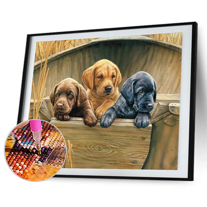 Three Dogs - Full Round Drill Diamond Painting 40*30CM