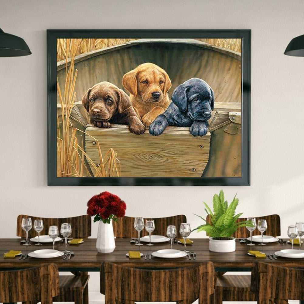 Three Dogs - Full Round Drill Diamond Painting 40*30CM