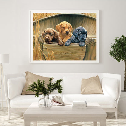 Three Dogs - Full Round Drill Diamond Painting 40*30CM