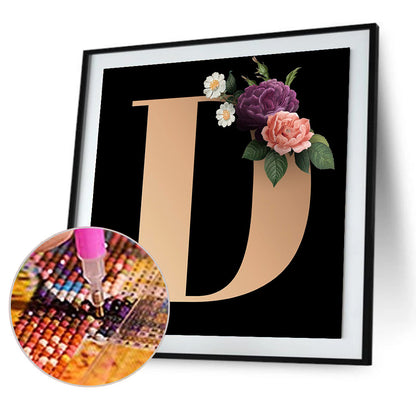 Flower Letter - Full Round Drill Diamond Painting 30*30CM