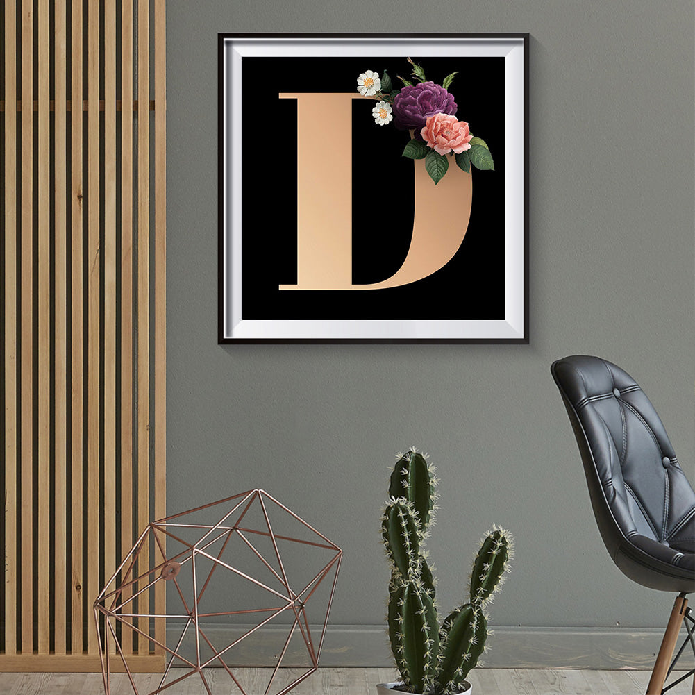 Flower Letter - Full Round Drill Diamond Painting 30*30CM