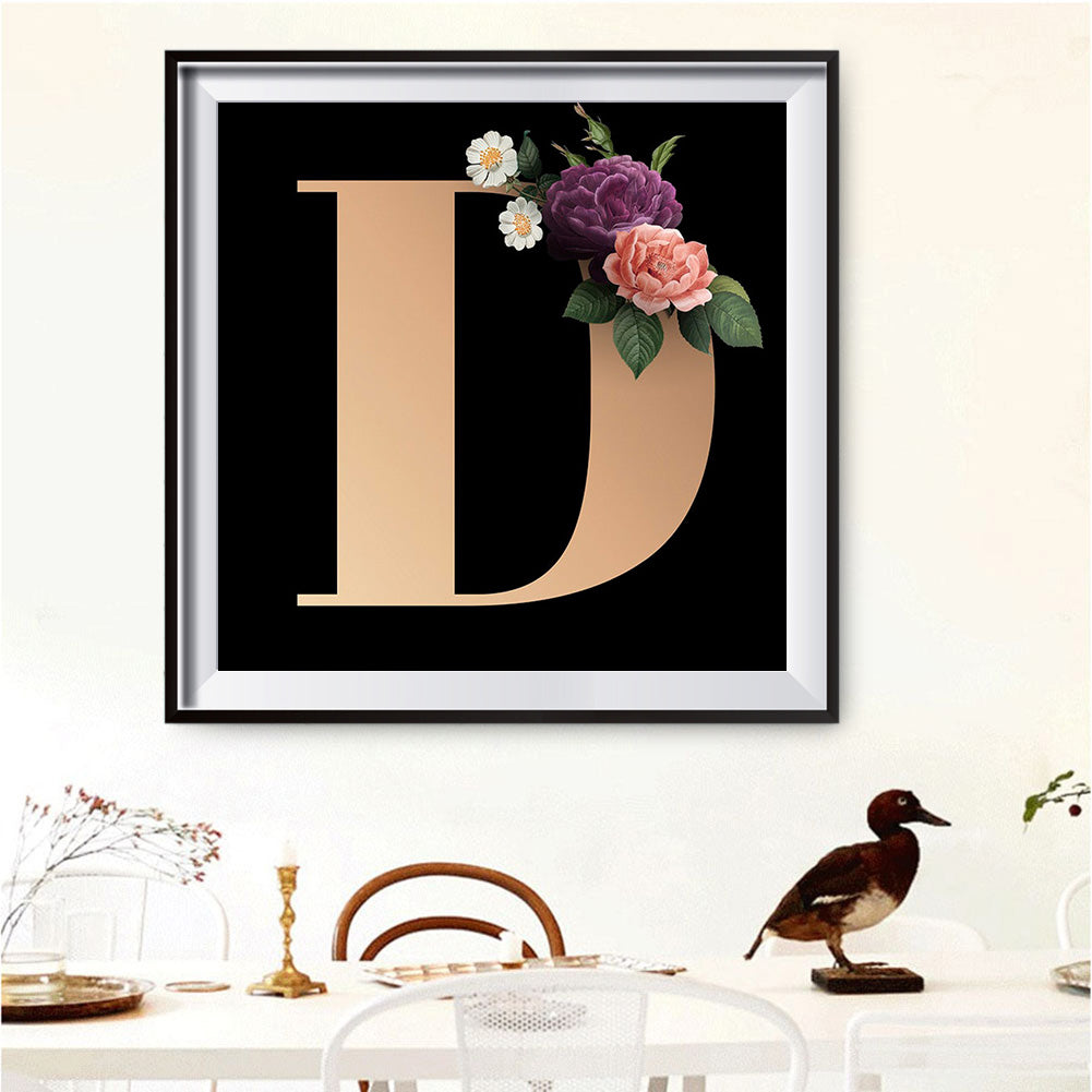 Flower Letter - Full Round Drill Diamond Painting 30*30CM