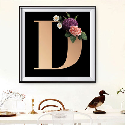 Flower Letter - Full Round Drill Diamond Painting 30*30CM