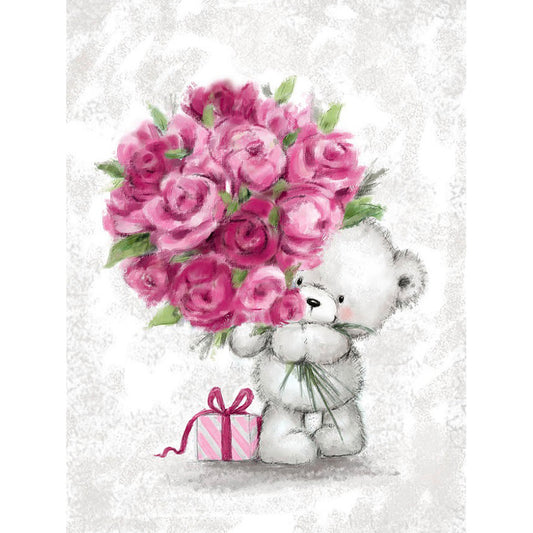 Bouquet Bear - Full Round Drill Diamond Painting 30*40CM