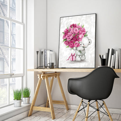 Bouquet Bear - Full Round Drill Diamond Painting 30*40CM