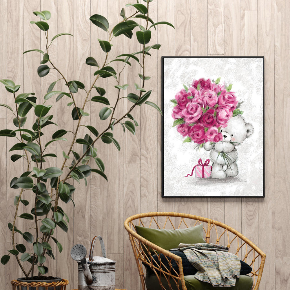 Bouquet Bear - Full Round Drill Diamond Painting 30*40CM
