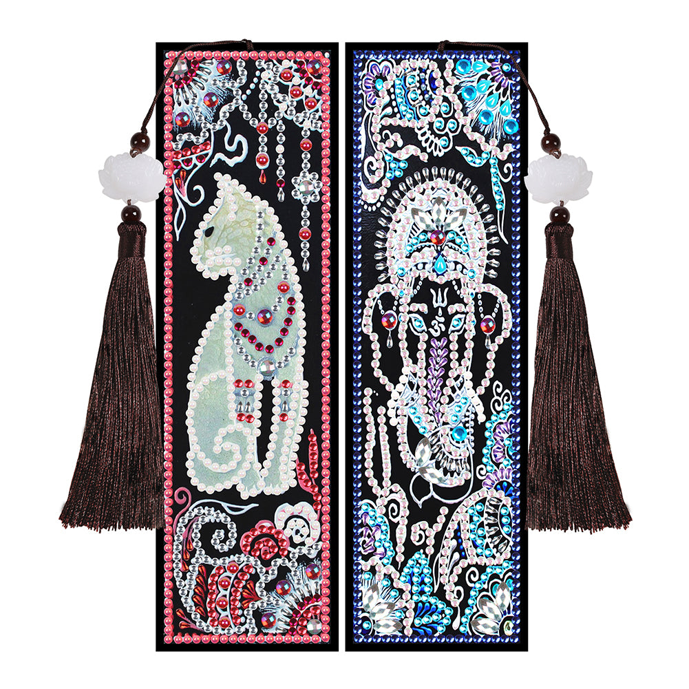 2pcs Creative DIY Bookmark Diamond Painting Special Leather Tassel Tag Arts