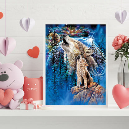 Moon Wolf - Full Round Drill Diamond Painting 30*40CM