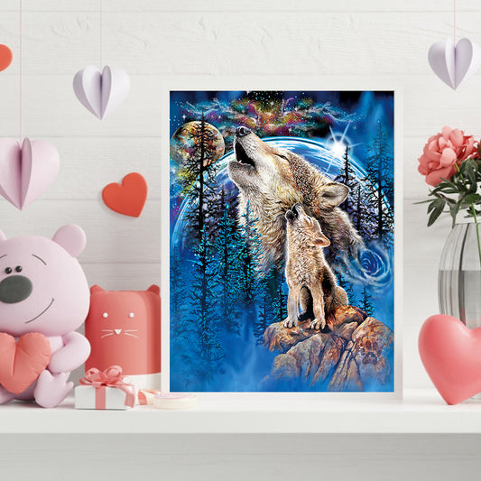 Moon Wolf - Full Round Drill Diamond Painting 30*40CM