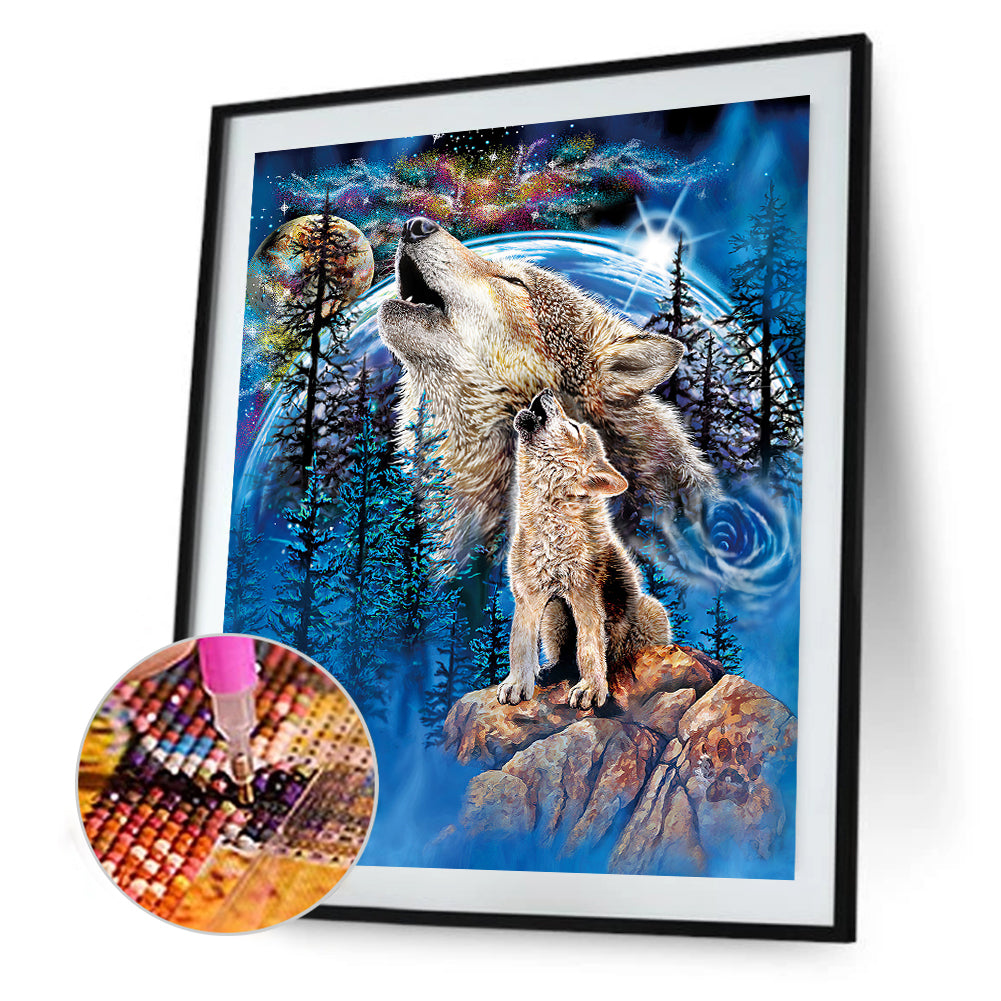 Moon Wolf - Full Round Drill Diamond Painting 30*40CM