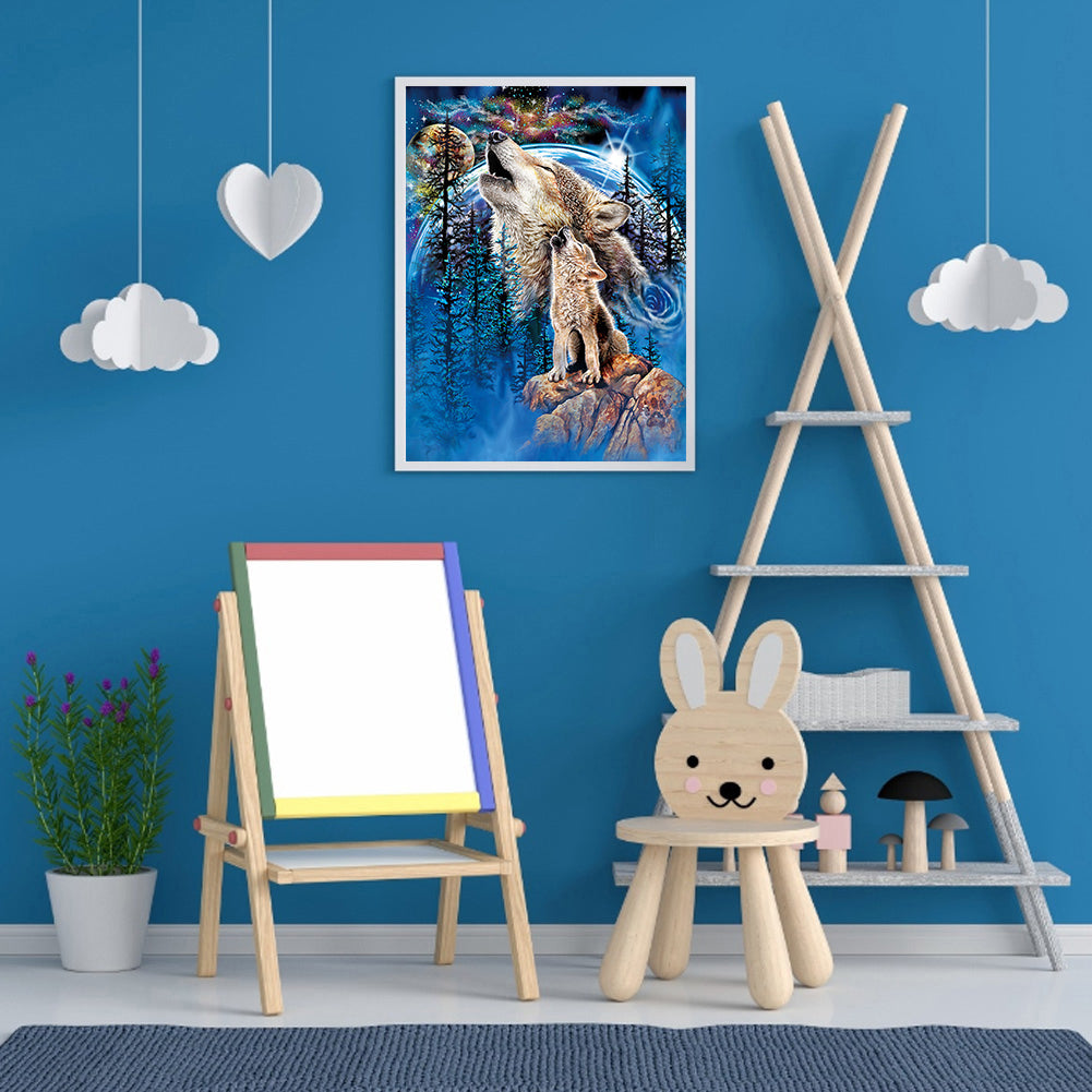 Moon Wolf - Full Round Drill Diamond Painting 30*40CM