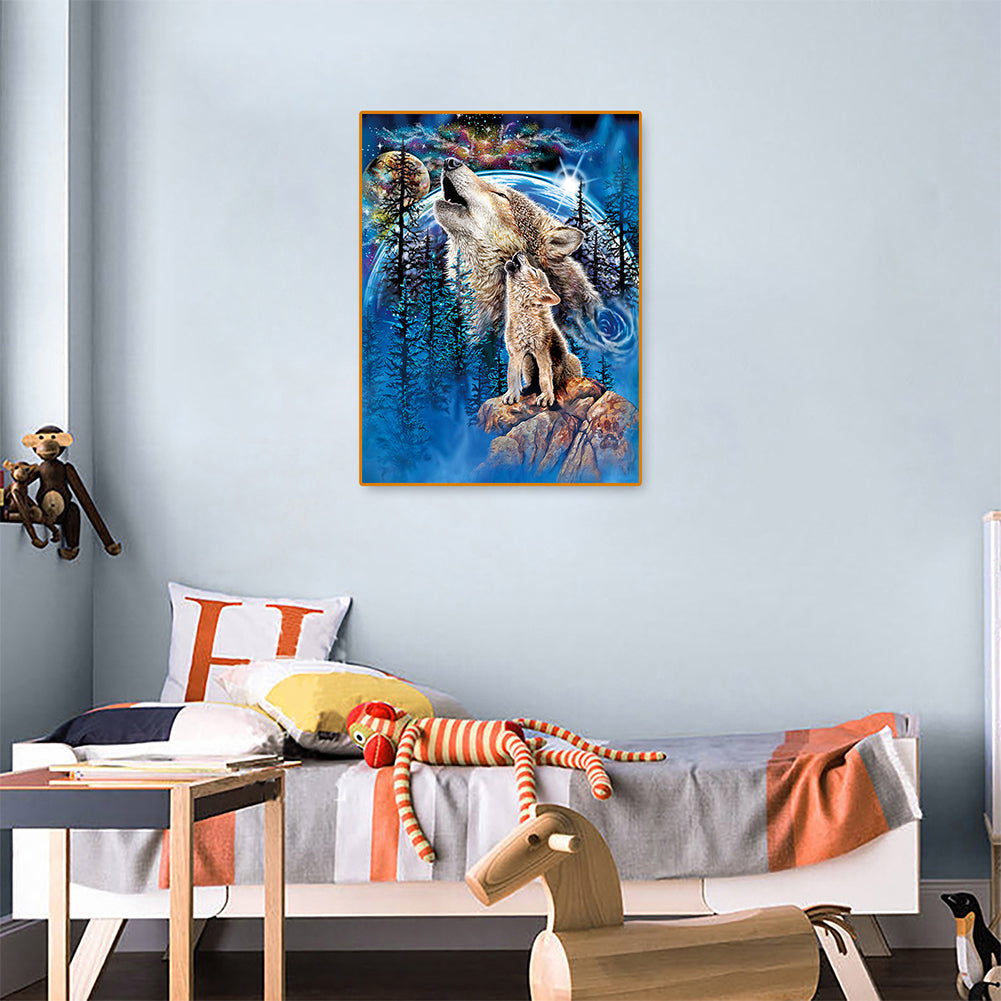 Moon Wolf - Full Round Drill Diamond Painting 30*40CM